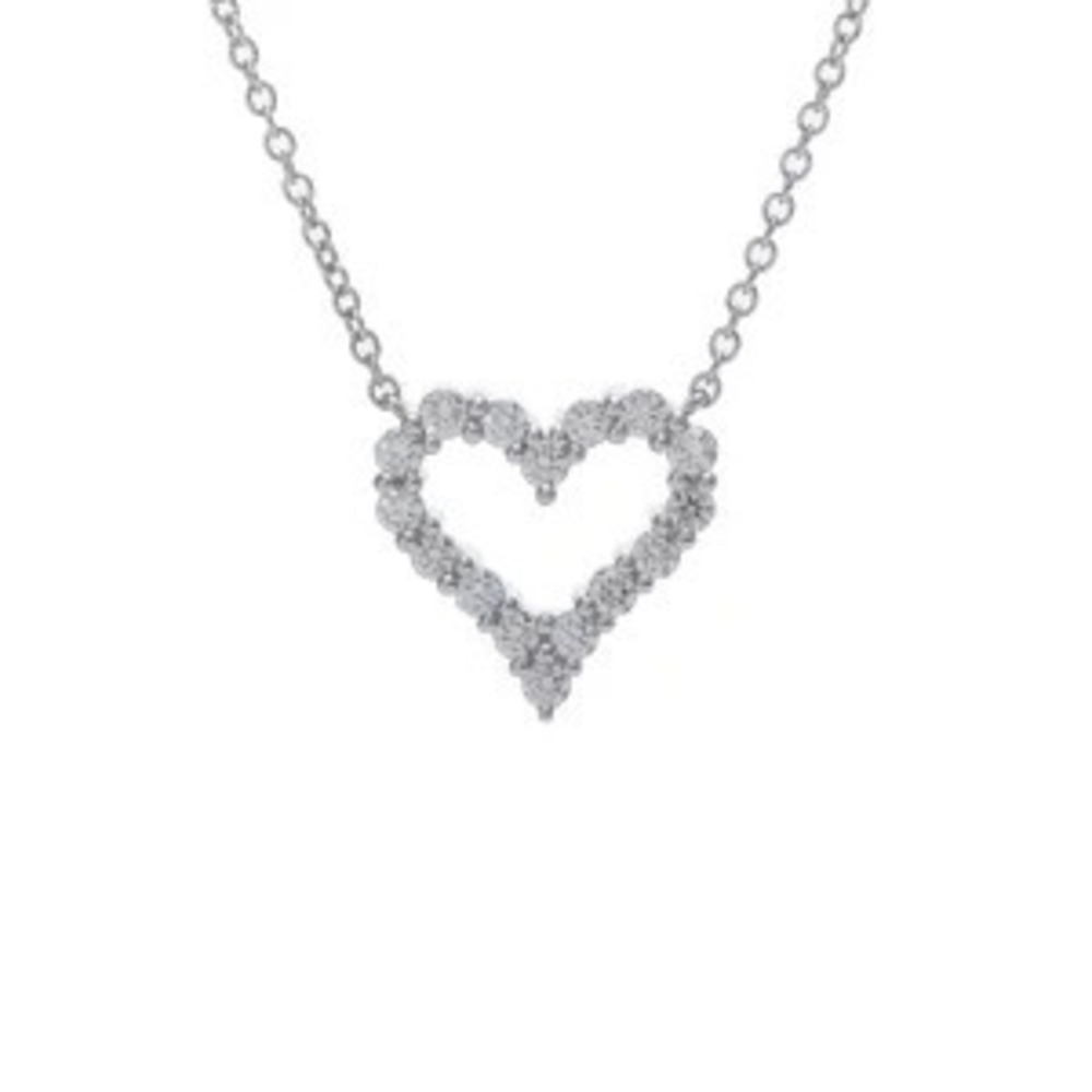 Tiffany Co Sentimental Heart Necklace Platinum Diamond Sterling Silver